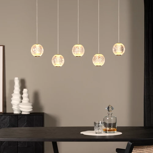 Lucide CINTRA - Suspension - LED Dim. - 5x4,7W 2700K - Transparent - ambiance 1